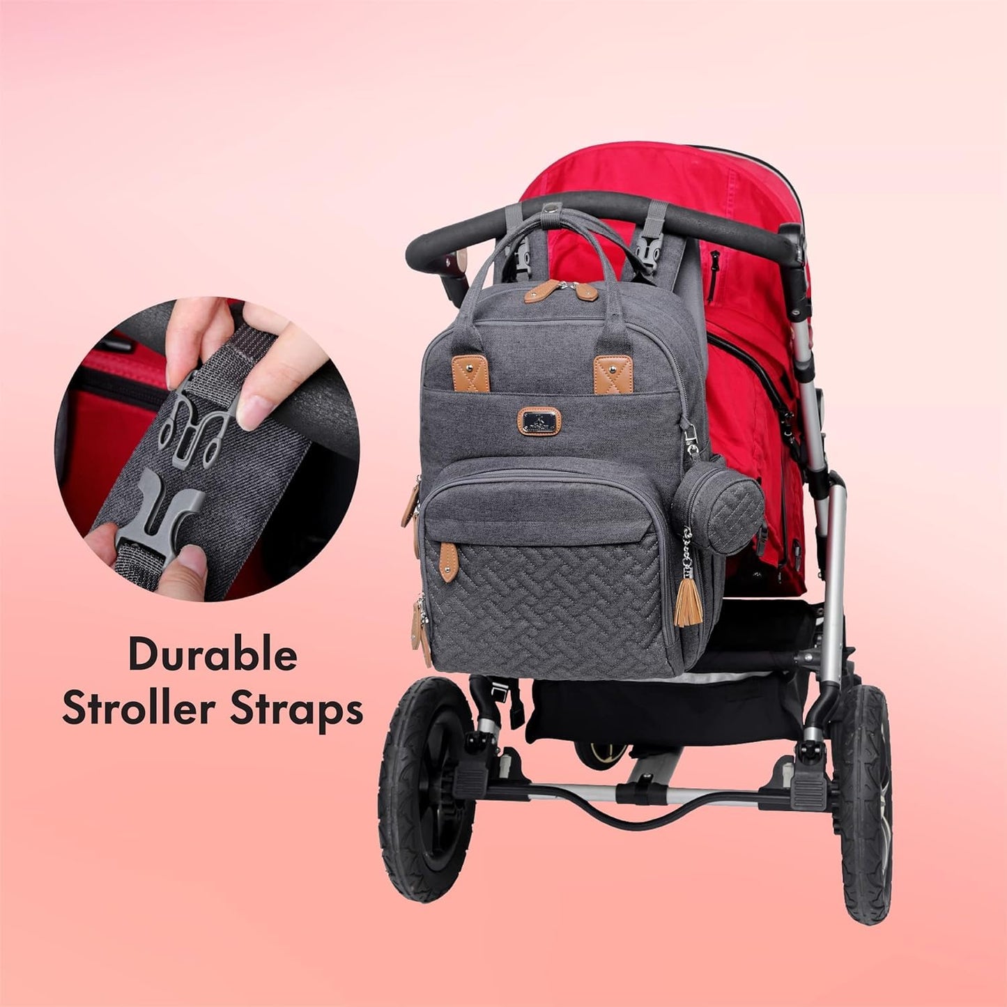 Dikaslon Mochila Cambiador Bebé – Bolsa Multifuncional Gris Oscuro